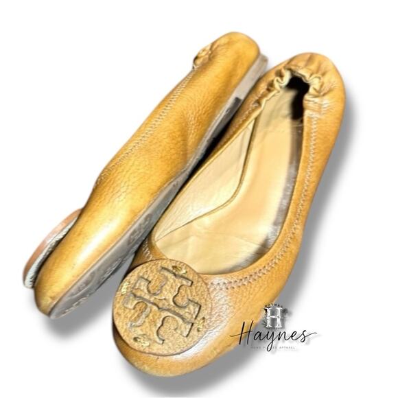 TORY BURCH | Reva - Tan Leather Ballet Flats Size 7M {B10} - Picture 3 of 8